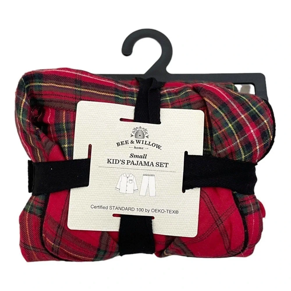 Christmas Kids Pajamas Red Tartan Plaid 2 Piece Set Classic S 6 7 Bee & Willow